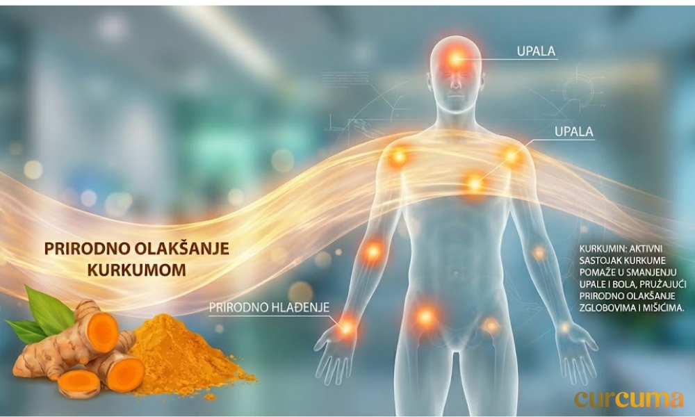 Kurkuma efikasno smanjuje upalne procese u telu zahvaljujući svom snažnom aktivnom sastojku, kurkuminu.